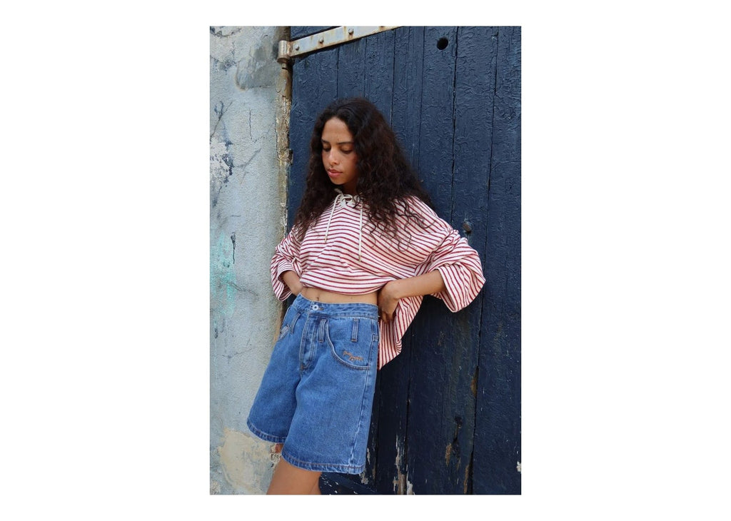 Nude Project Faded Striped Polo Red