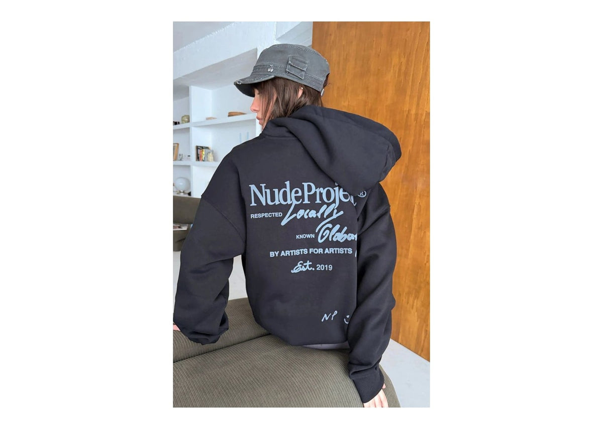 Nude Project Global Soon Zip-Up Hoodie Black