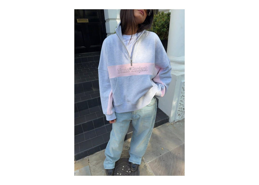 Nude Project Idol Quarter-Zip Grey Melange