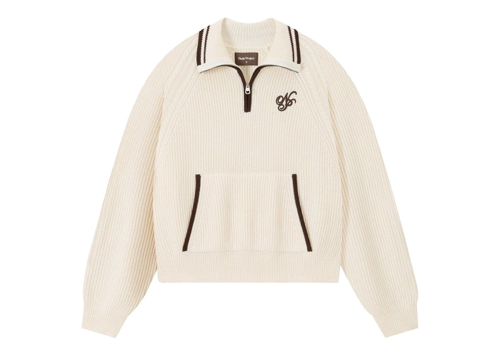 Nude Project Ridgmount Quarter-Zip Knit Sweater Ivory