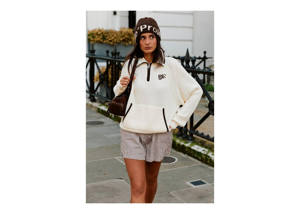 Nude Project Ridgmount Quarter-Zip Knit Sweater Ivory