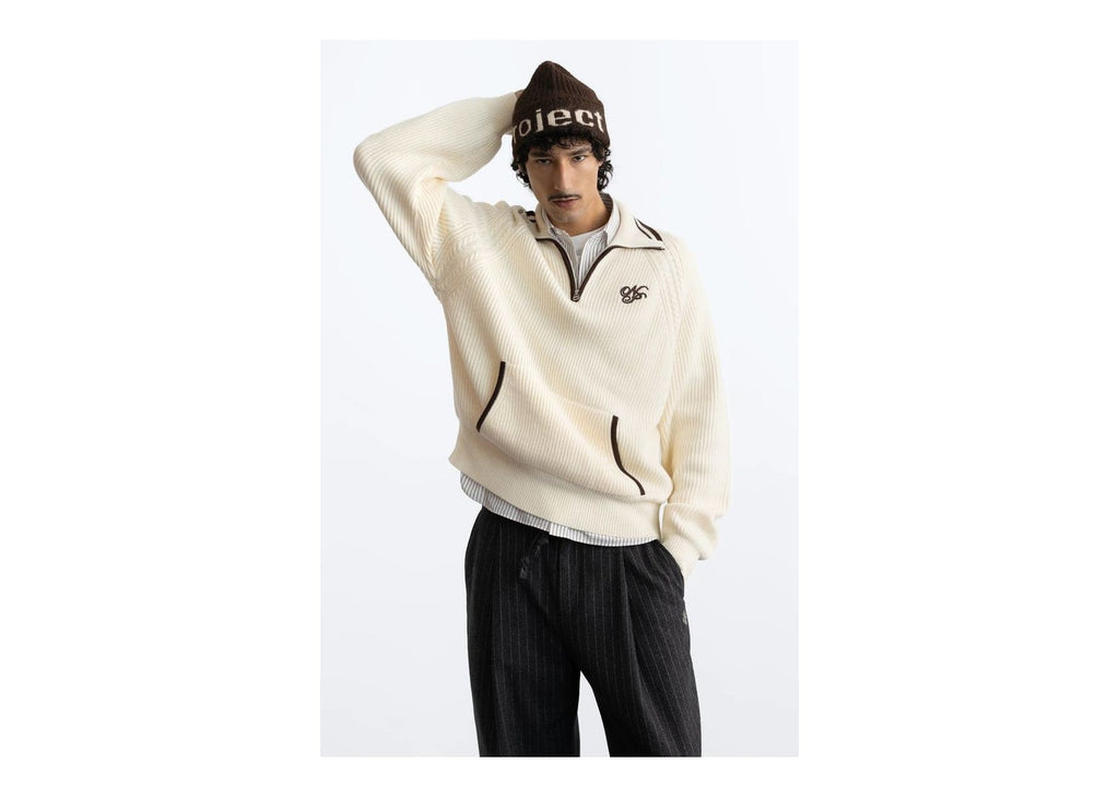 Nude Project Ridgmount Quarter-Zip Knit Sweater Ivory