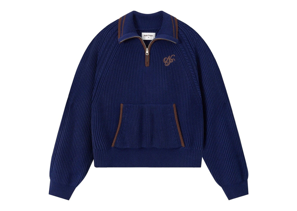 Nude Project Ridgmount Quarter-Zip Knit Sweater Navy