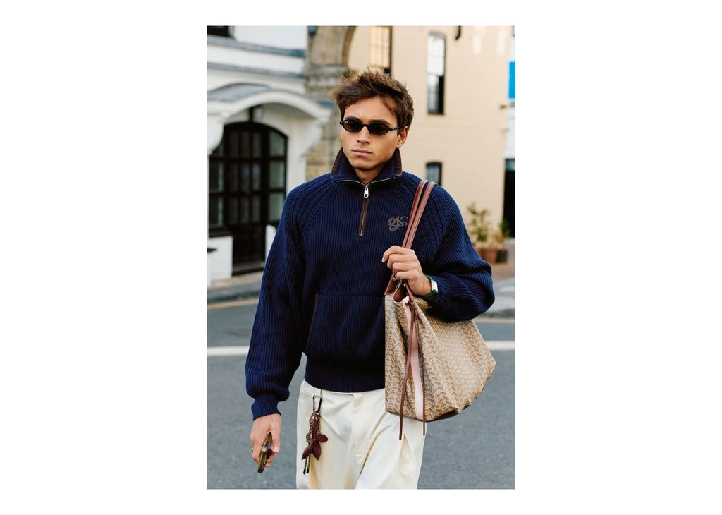 Nude Project Ridgmount Quarter-Zip Knit Sweater Navy