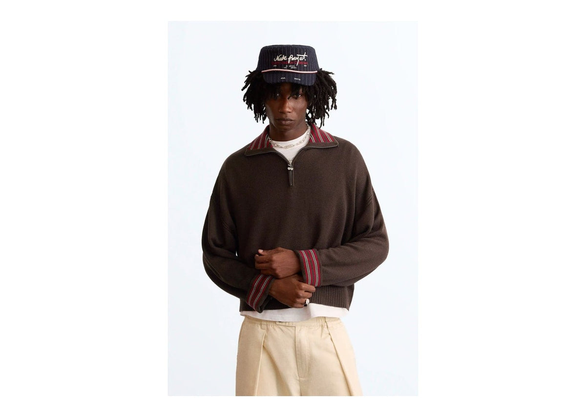 Nude Project The Consultant Quarter-Zip Knit Brown