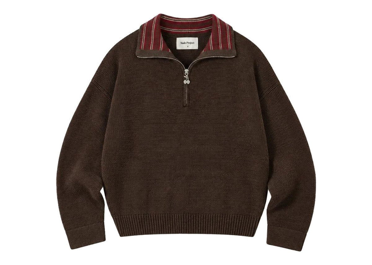 Nude Project The Consultant Quarter-Zip Knit Brown