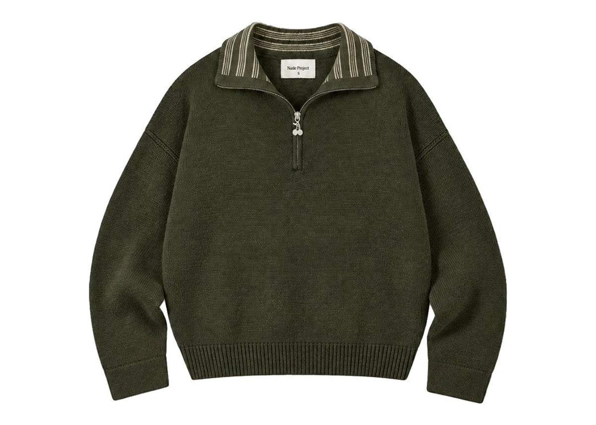 Nude Project The Consultant Quarter-Zip Knit Green