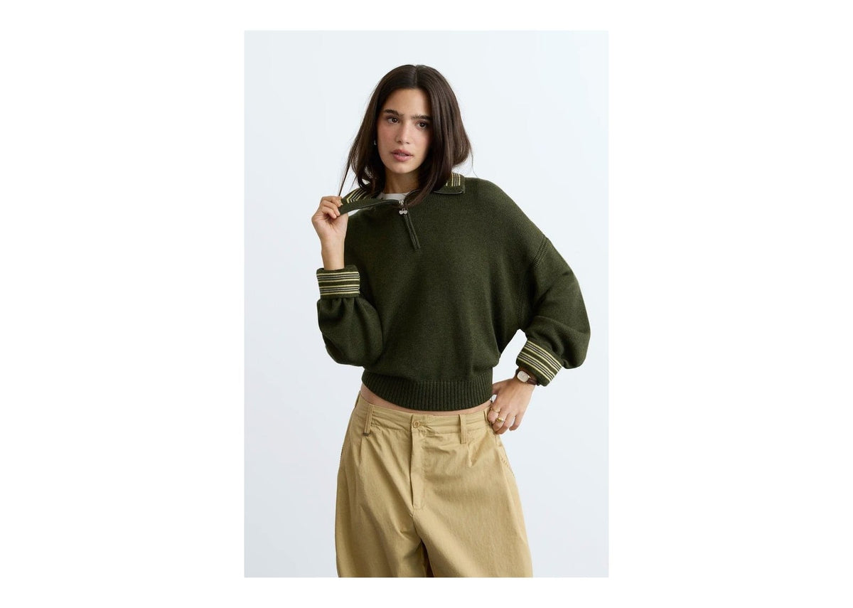 Nude Project The Consultant Quarter-Zip Knit Green