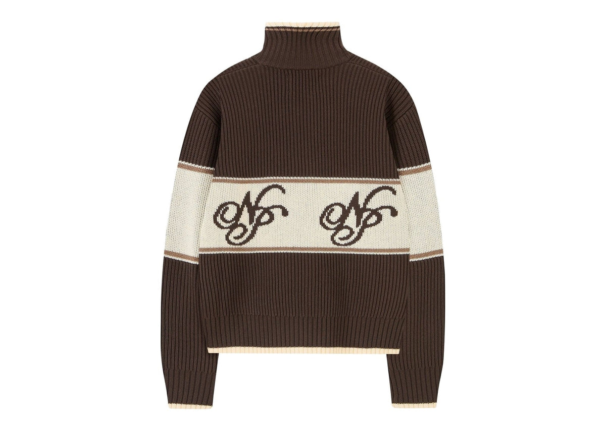Nude Project Voyage Knit Zip-Up Cardigan Brown