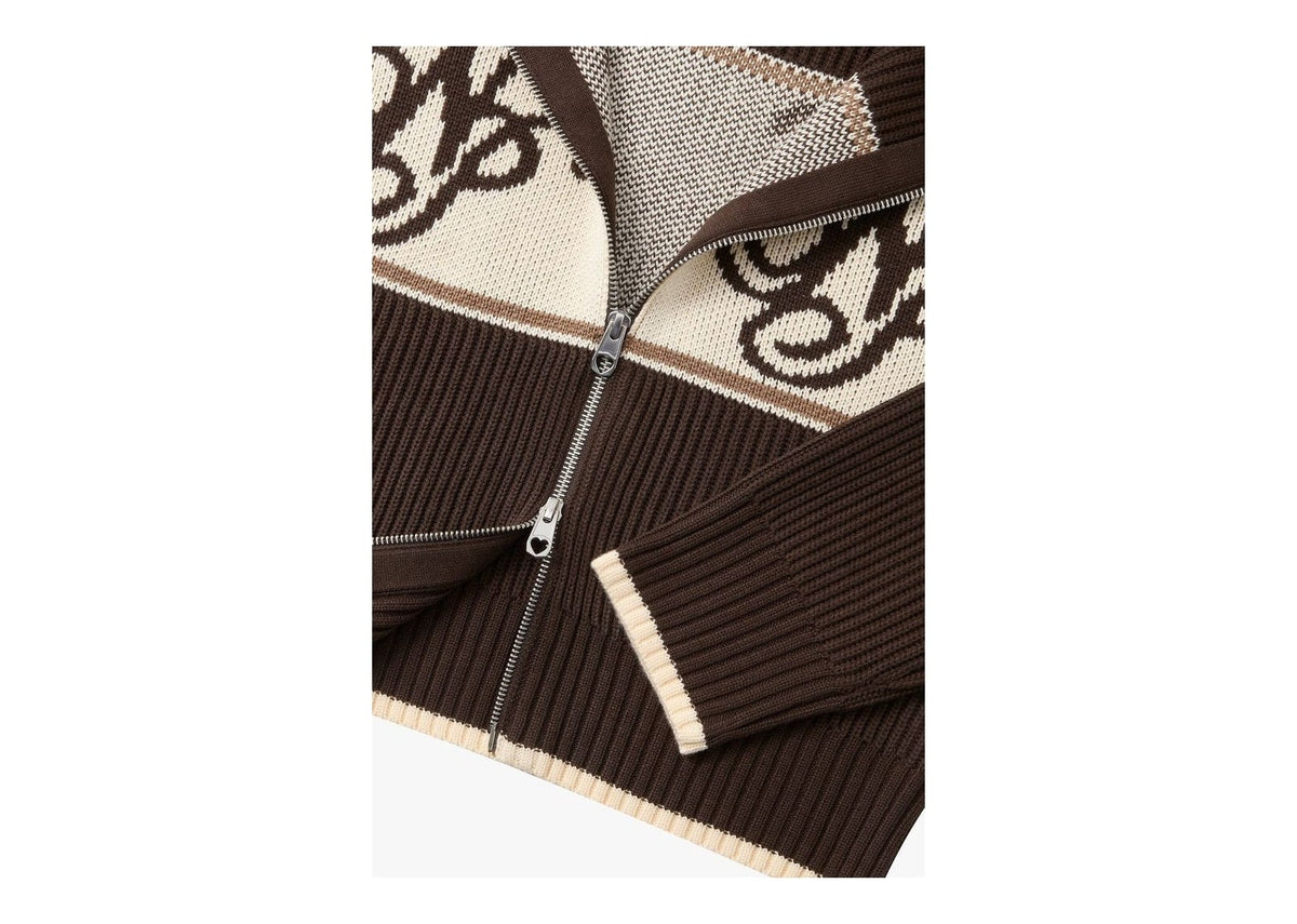 Nude Project Voyage Knit Zip-Up Cardigan Brown
