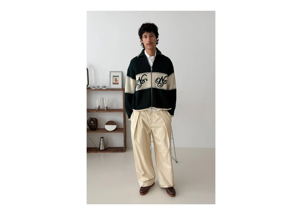 Nude Project Voyage Knit Zip-Up Cardigan Green