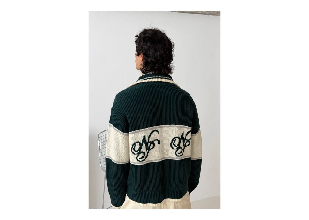 Nude Project Voyage Knit Zip-Up Cardigan Green