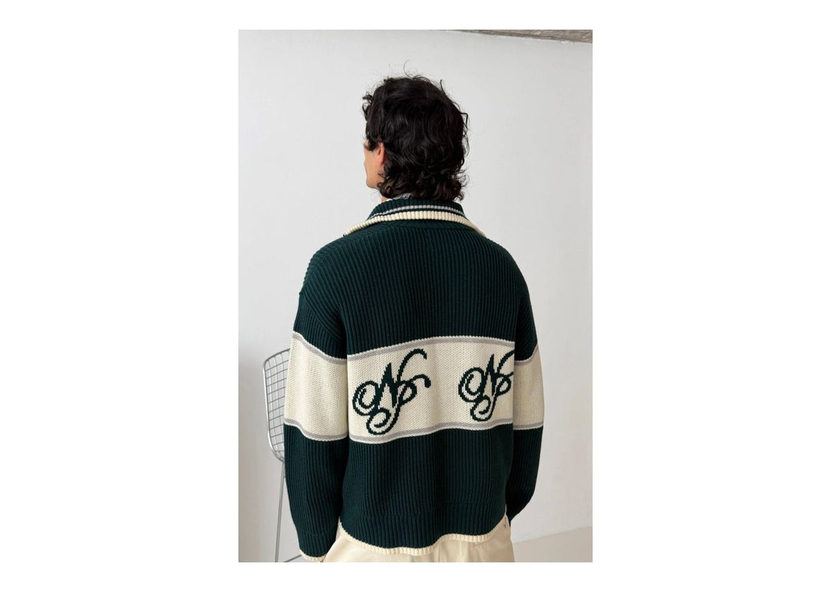 Nude Project Voyage Knit Zip-Up Cardigan Green