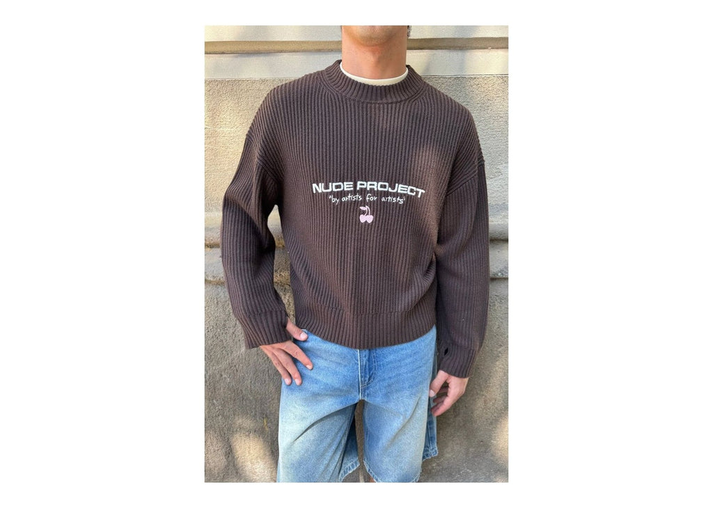 Nude Project Wavy Knit Sweater Brown