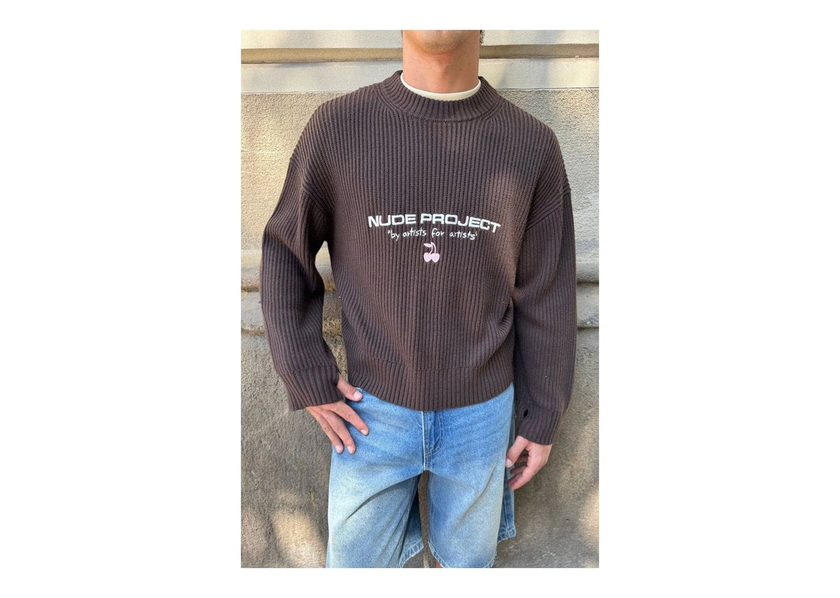 Nude Project Wavy Knit Sweater Brown