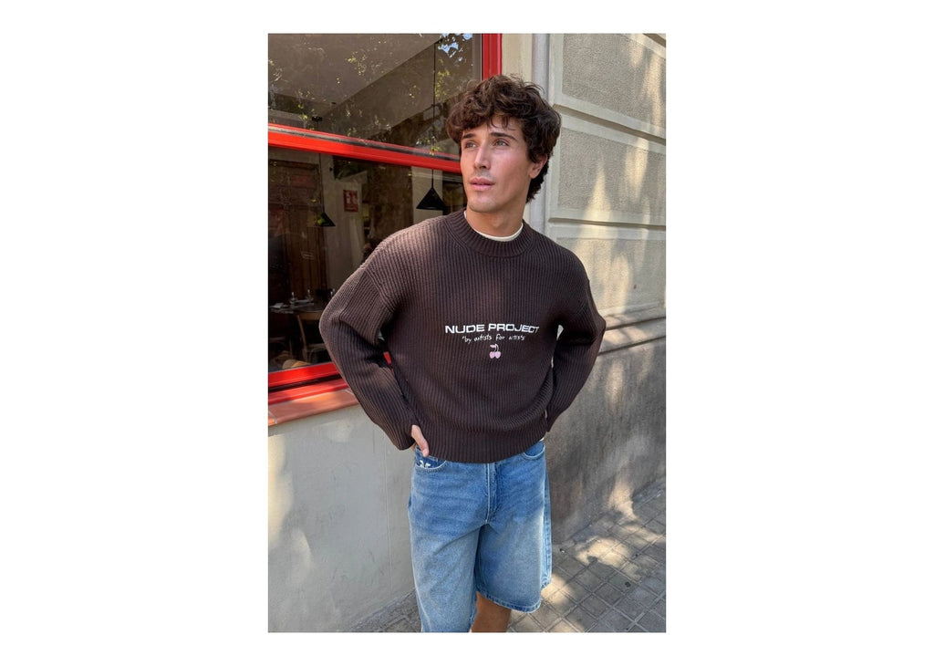 Nude Project Wavy Knit Sweater Brown