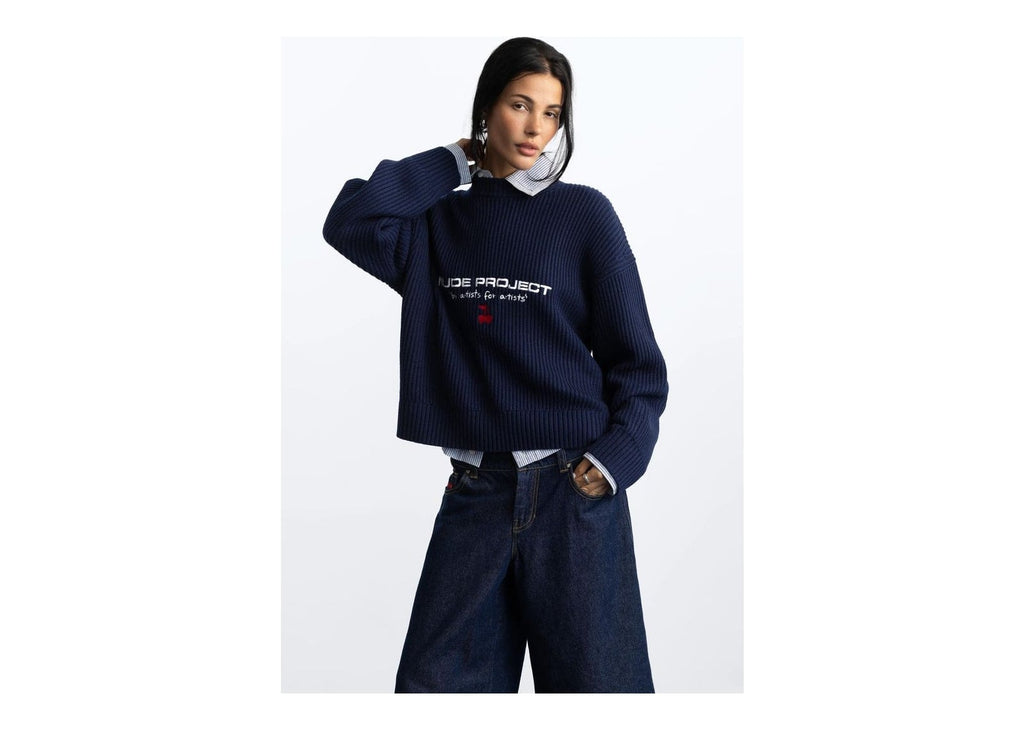 Nude Project Wavy Knit Sweater Navy