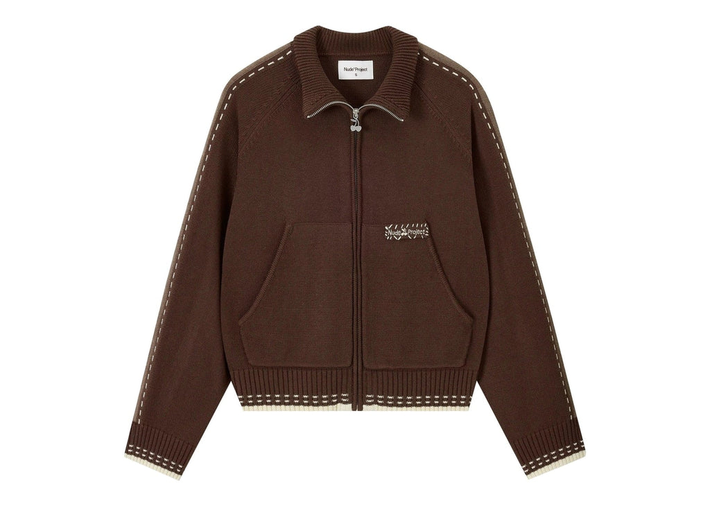 Nude Project Work Trip Zip-Up Knit Cardigan Brown