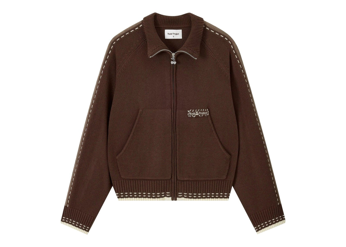 Nude Project Work Trip Zip-Up Knit Cardigan Brown