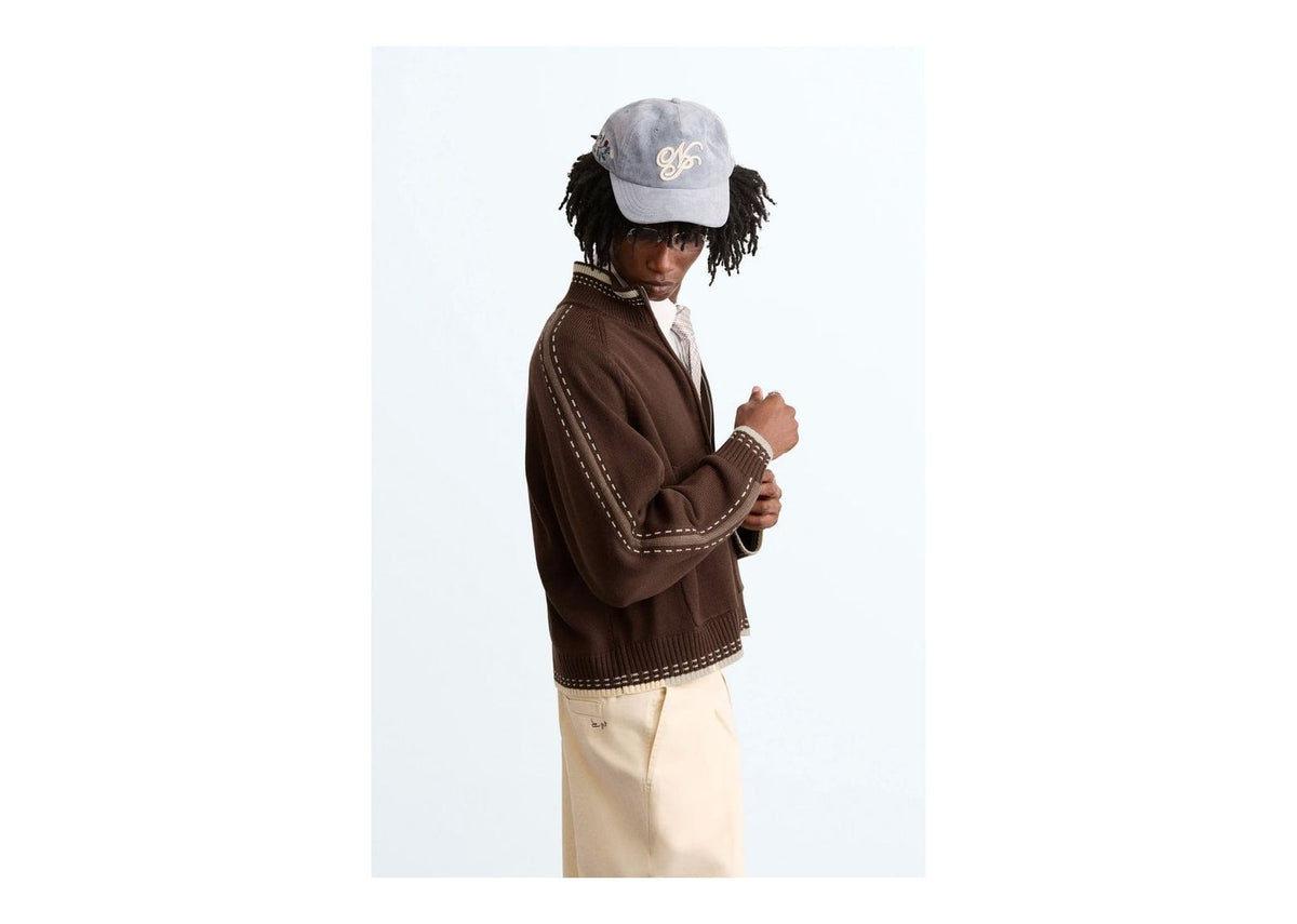 Nude Project Work Trip Zip-Up Knit Cardigan Brown