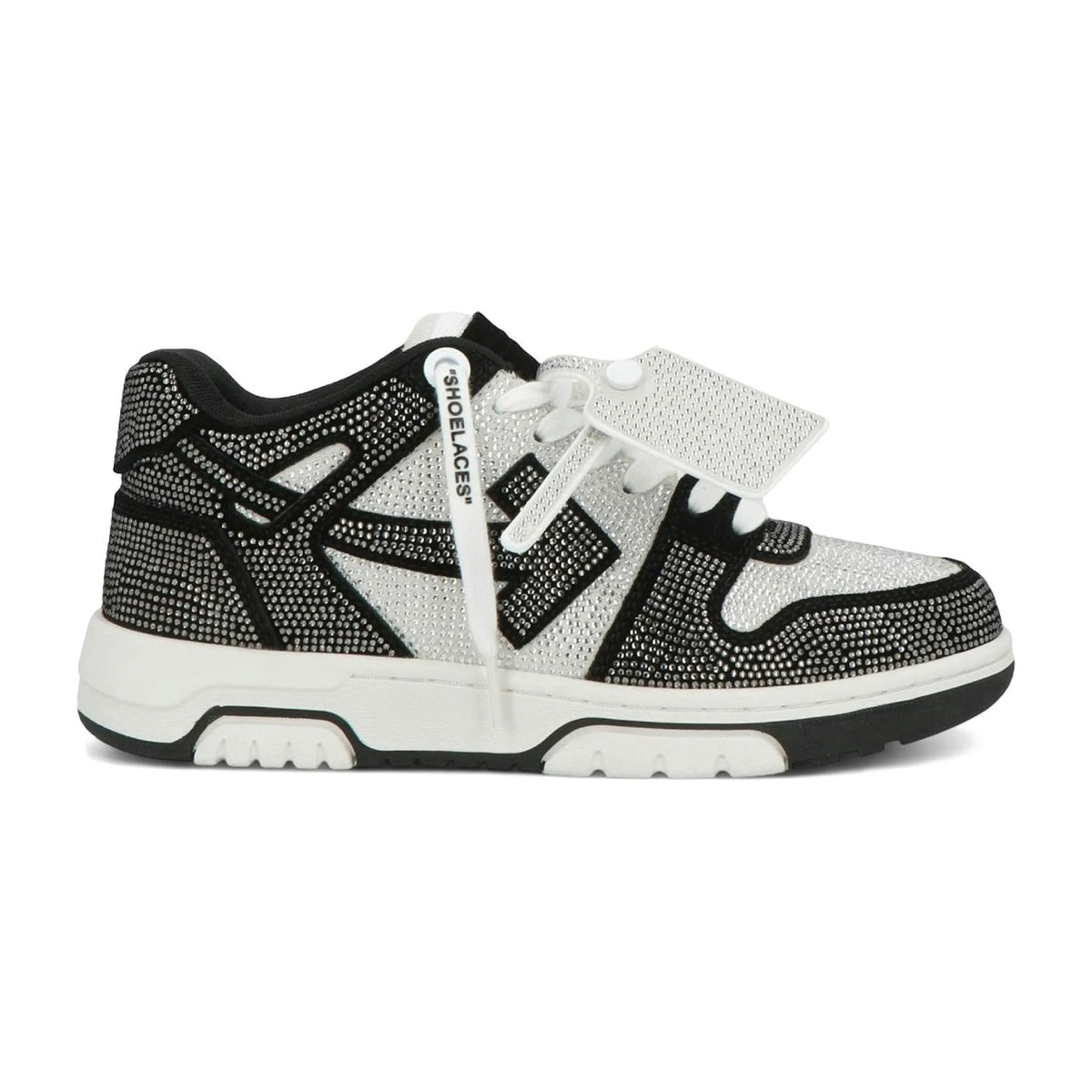 OFF-WHITE Out Of Office OOO Low Tops Strass Crystal Embellished Black White (W)