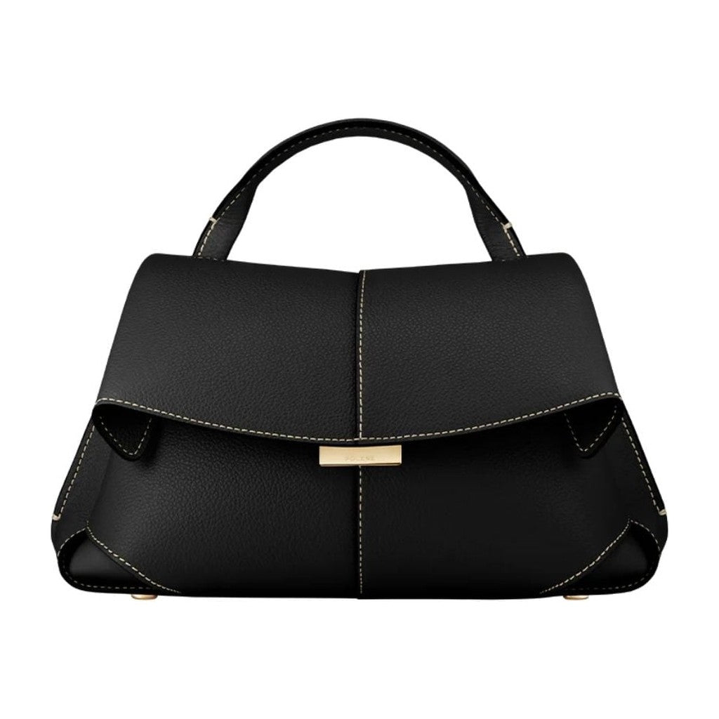 Polène Mokki Mini Edition Textured Black with Ecru Stitching