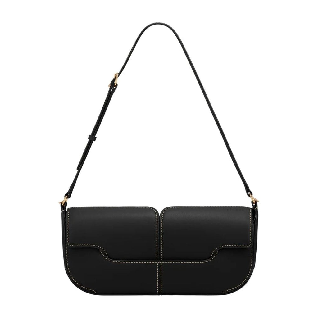 Polène Osmo Edition Smooth Black with Ecru Stitching