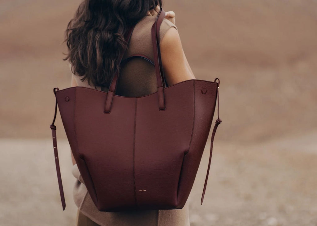 Polène Cyme Tote Edition Textured Black Cherry