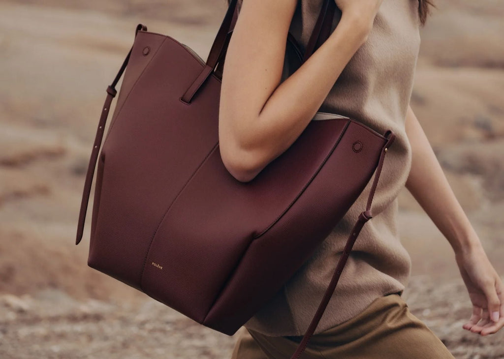 Polène Cyme Tote Edition Textured Black Cherry