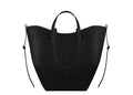 Polène Cyme Tote Edition Textured Black with Ecru Stitching