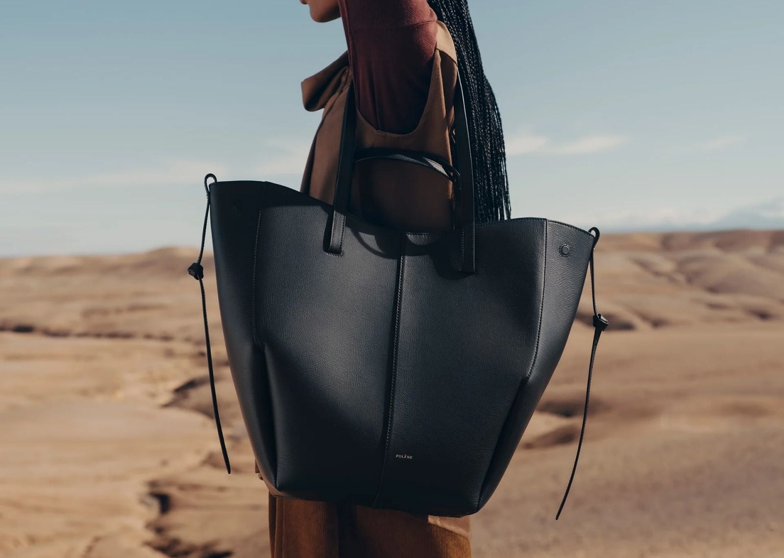 Polène Cyme Tote Edition Textured Black