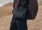 Polène Cyme Tote Nano Edition Textured Black with Ecru Stitching