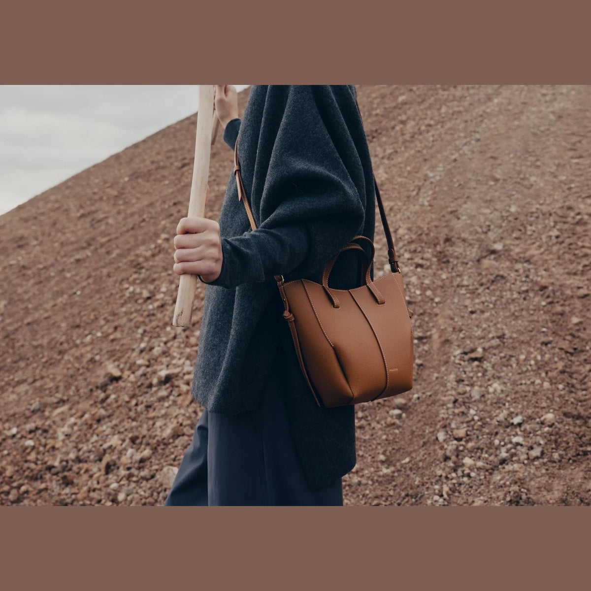Polène Cyme Tote Nano Edition Textured Camel