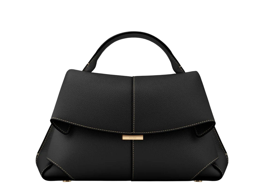 Polène Mokki Edition Textured Black with Ecru Stitching