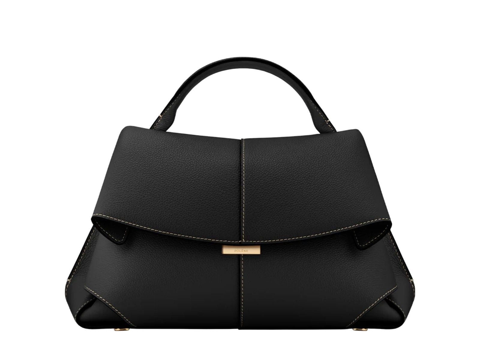 Polène Mokki Edition Textured Black with Ecru Stitching