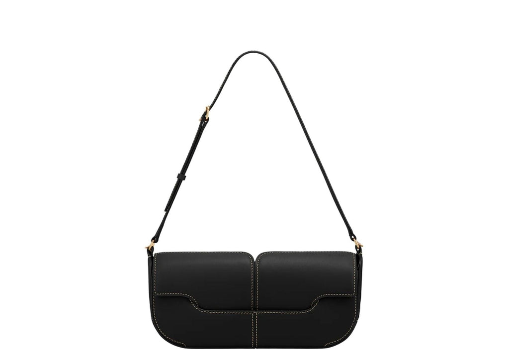 Polène Osmo Edition Smooth Black with Ecru Stitching