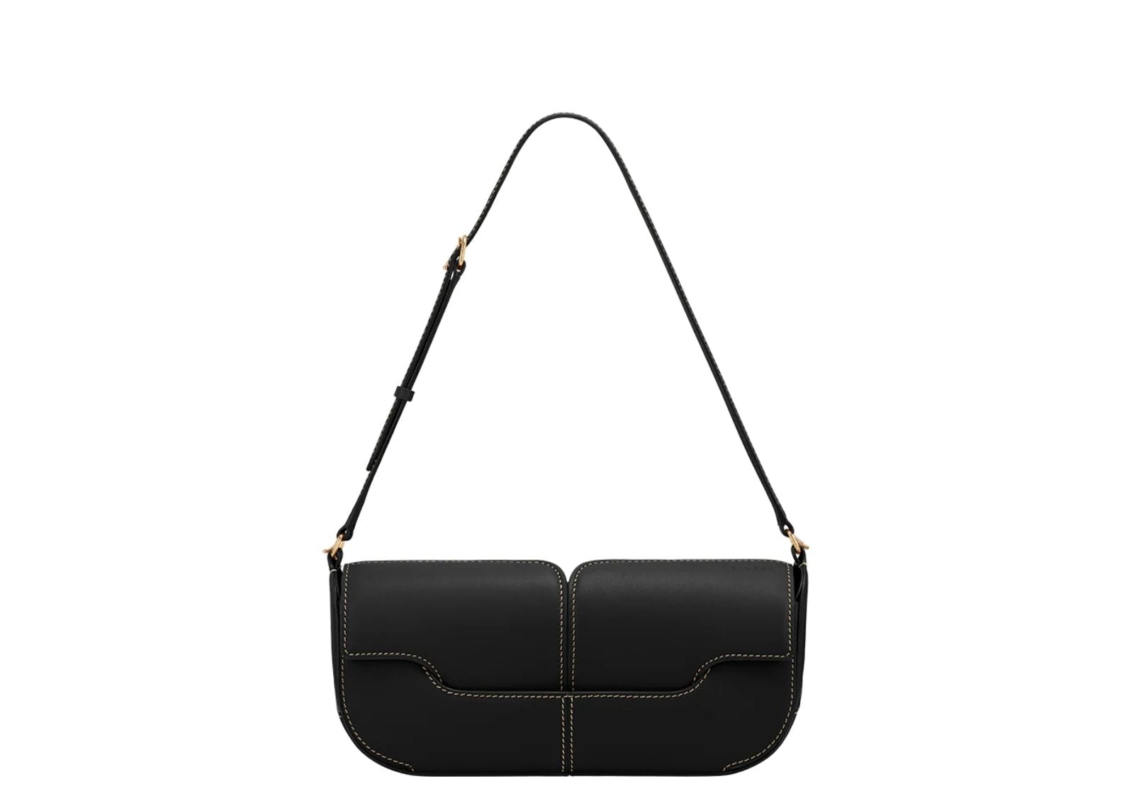 Polène Osmo Edition Smooth Black with Ecru Stitching