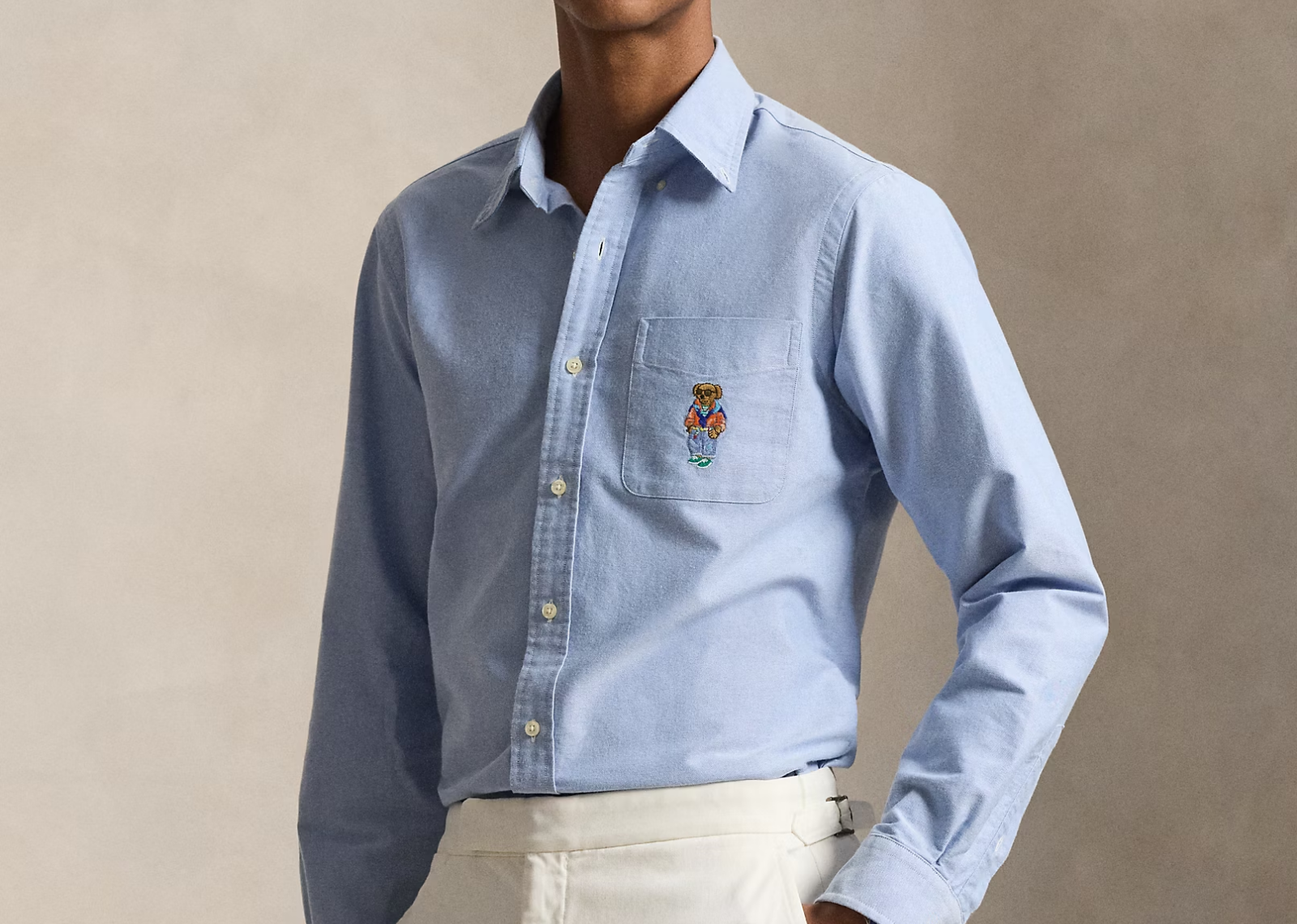 Polo Ralph Lauren Custom Fit Polo Bear Oxford Shirt Blue Harbour Island Bear