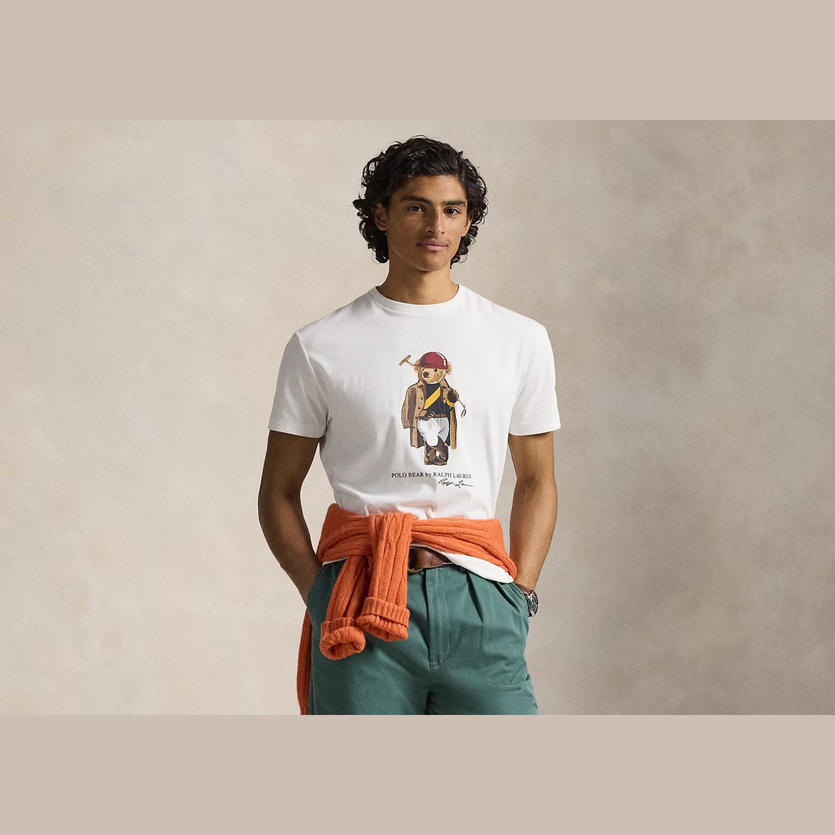 Polo Ralph Lauren Custom Slim Fit Polo Bear Jersey T-Shirt White Society Bear