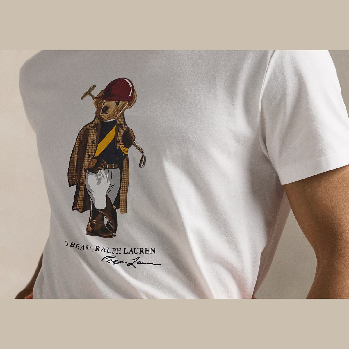 Polo Ralph Lauren Custom Slim Fit Polo Bear Jersey T-Shirt White Society Bear