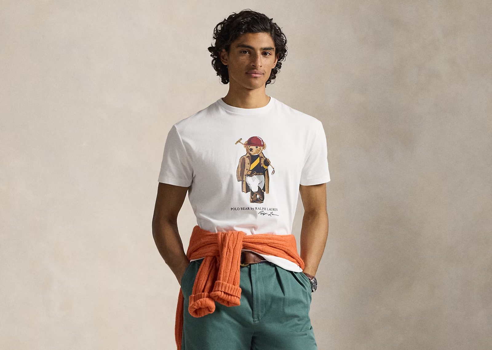 Polo Ralph Lauren Custom Slim Fit Polo Bear Jersey T-Shirt White Society Bear
