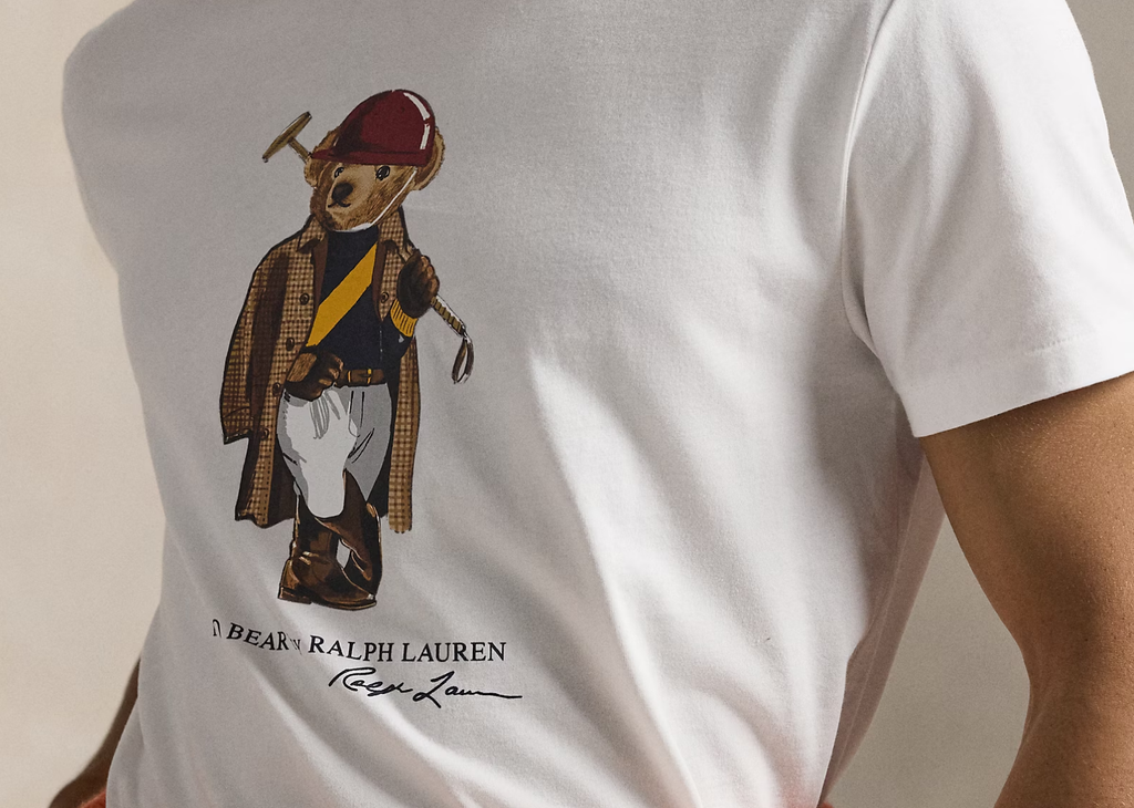 Polo Ralph Lauren Custom Slim Fit Polo Bear Jersey T-Shirt White Society Bear