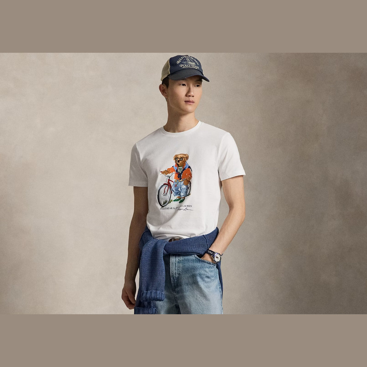 Polo Ralph Lauren Custom Slim Fit Polo Bear Jersey T-Shirt White Summer Bear