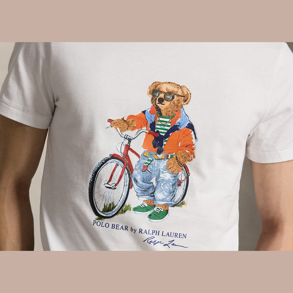 Polo Ralph Lauren Custom Slim Fit Polo Bear Jersey T-Shirt White Summer Bear