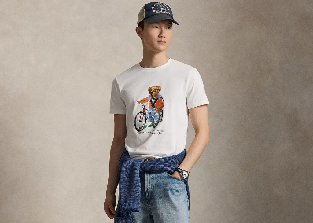 Polo Ralph Lauren Custom Slim Fit Polo Bear Jersey T-Shirt White Summer Bear