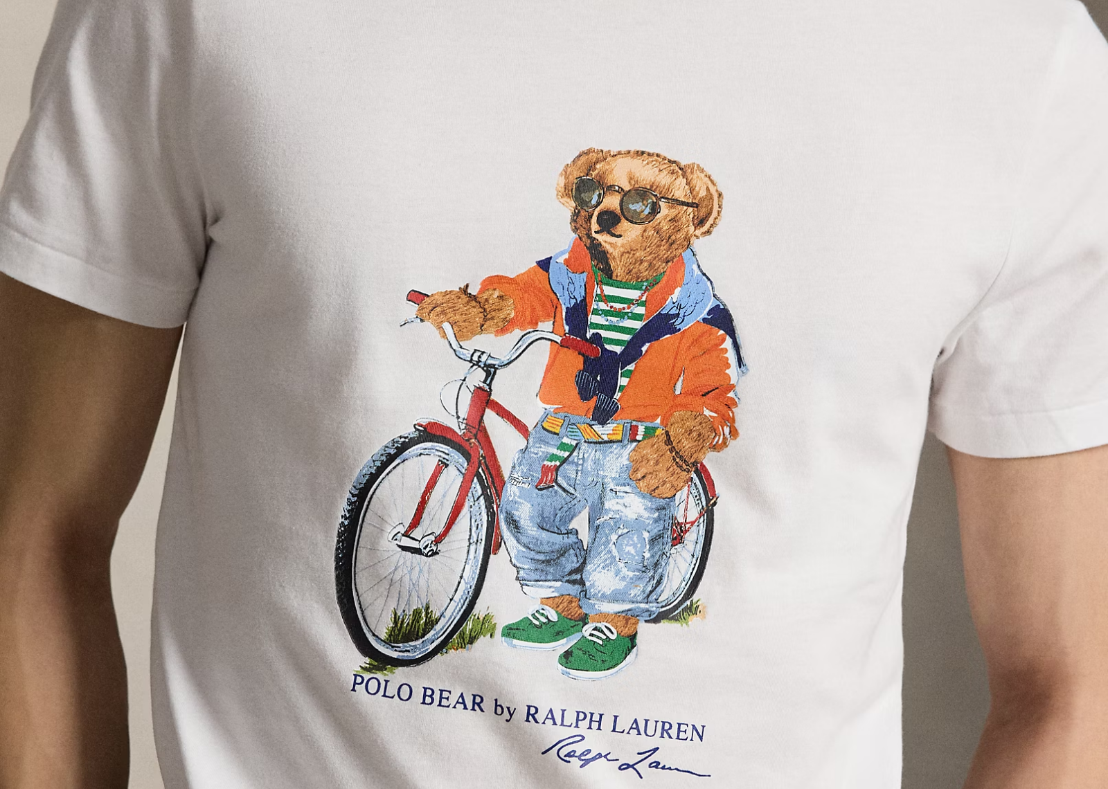 Polo Ralph Lauren Custom Slim Fit Polo Bear Jersey T-Shirt White Summer Bear