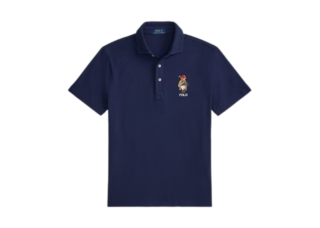 Polo Ralph Lauren Custom Slim Fit Polo Bear Mesh Polo Newport Navy Bear