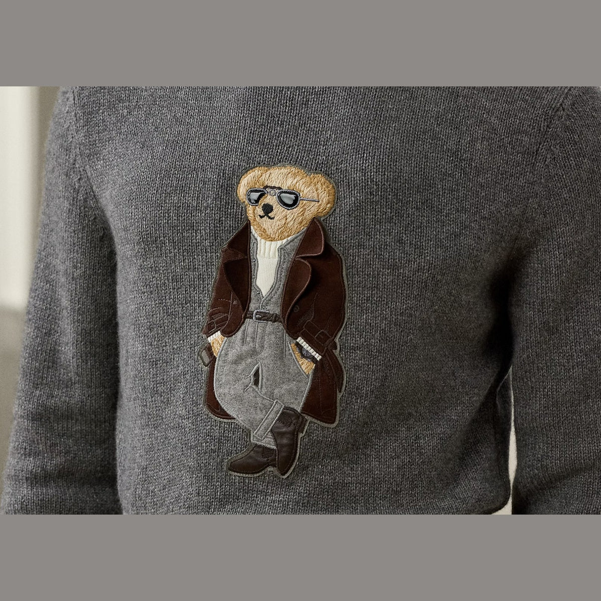 Polo Ralph Lauren Polo Bear Cashmere Jumper Medium Grey Melange