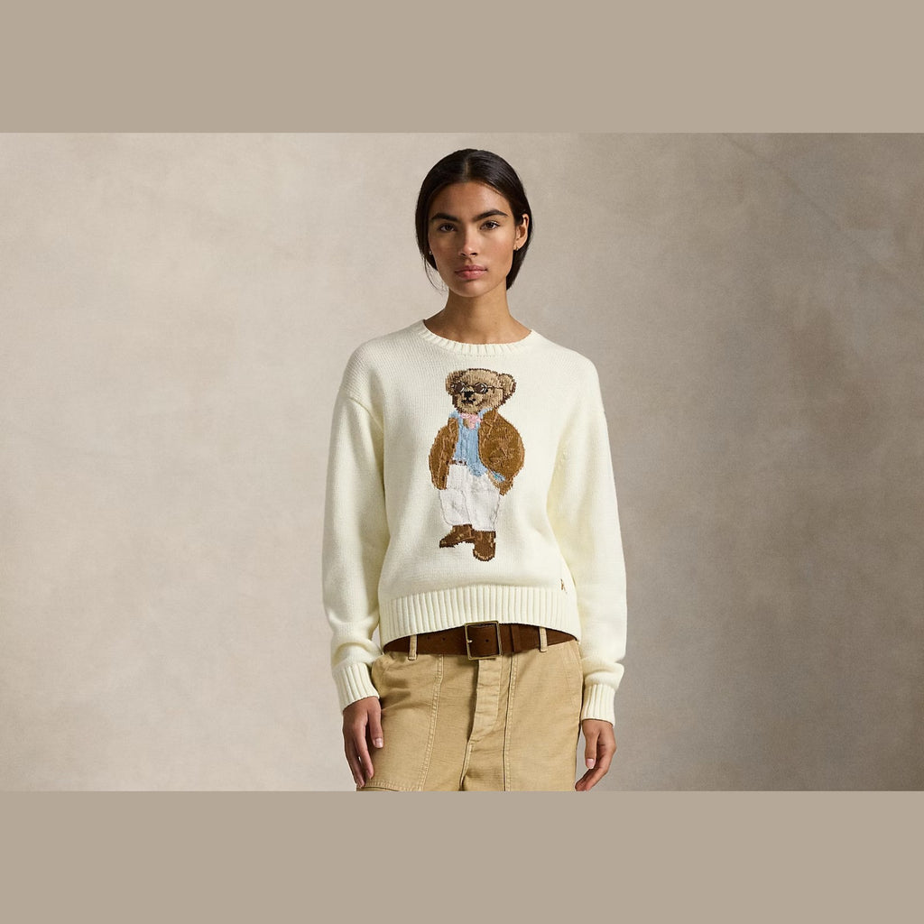 Polo Ralph Lauren Polo Bear Cotton Crewneck Jumper Parchment Cream