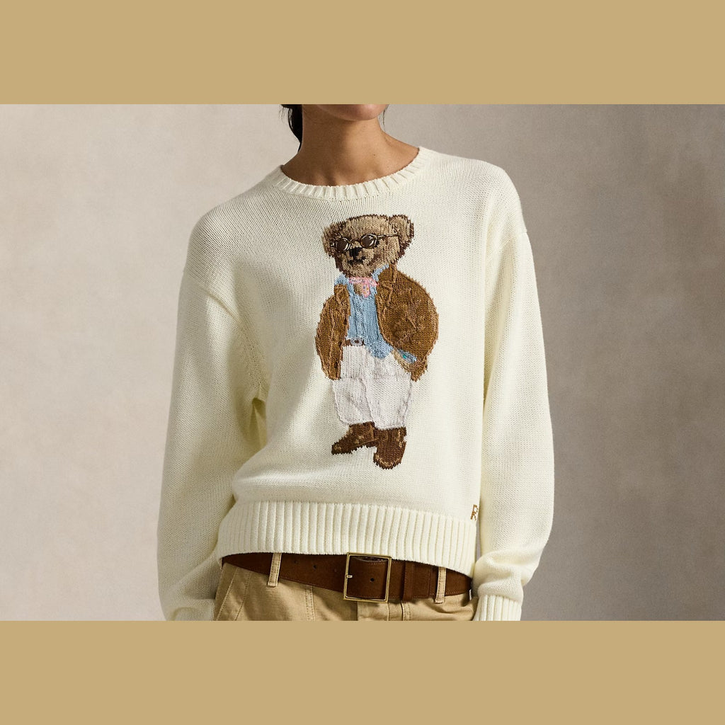 Polo Ralph Lauren Polo Bear Cotton Crewneck Jumper Parchment Cream